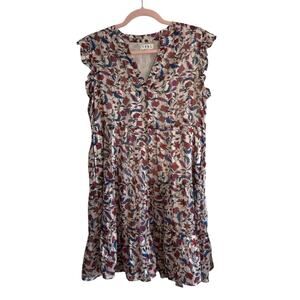 THML Ruffle Sleeve Floral Pleated Tiered Dress